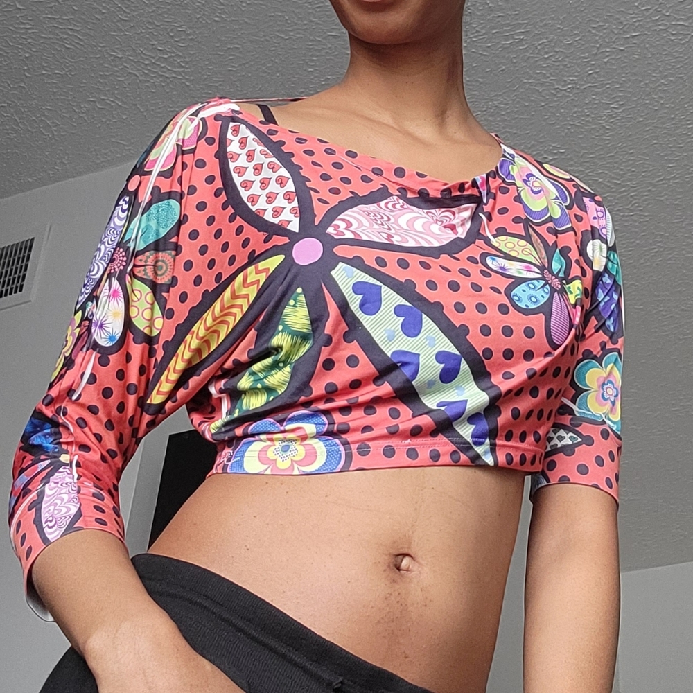 Asymmetrical Psychadelic Crop Top